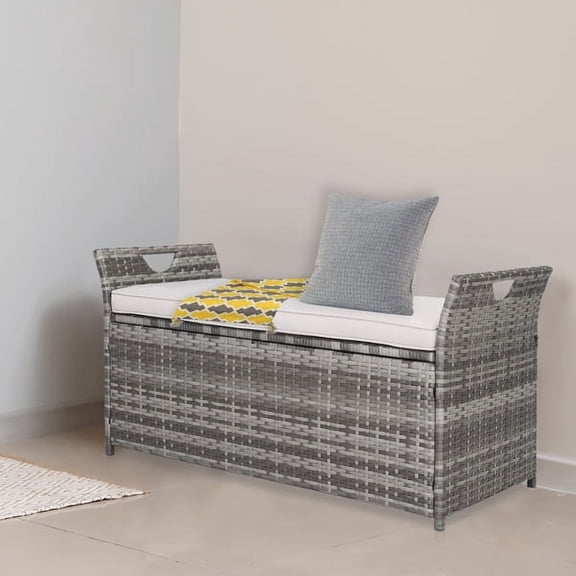 Iron Frame Can Accommodate Gray Gradient Footstool Locker Rattan Locker, 106*52*46cm