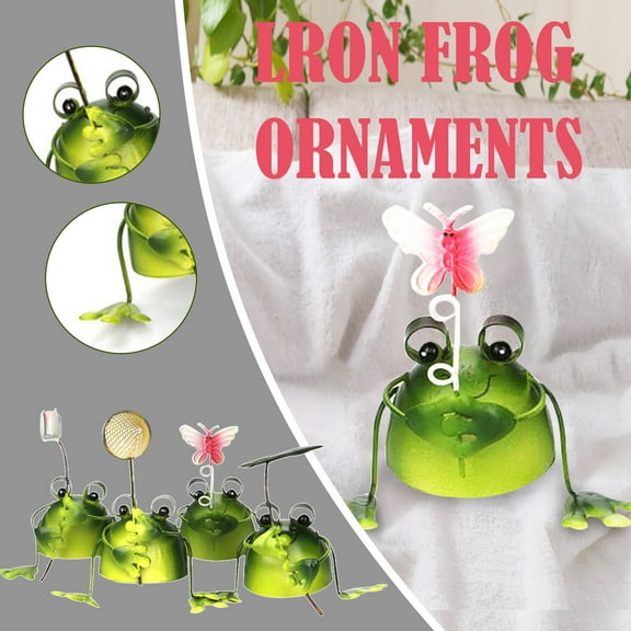 Iron Frog Garden Ornaments Set for Home Decor, Outdoor, Indoor, DIY Crafts, Weatherproof Metal Figurines