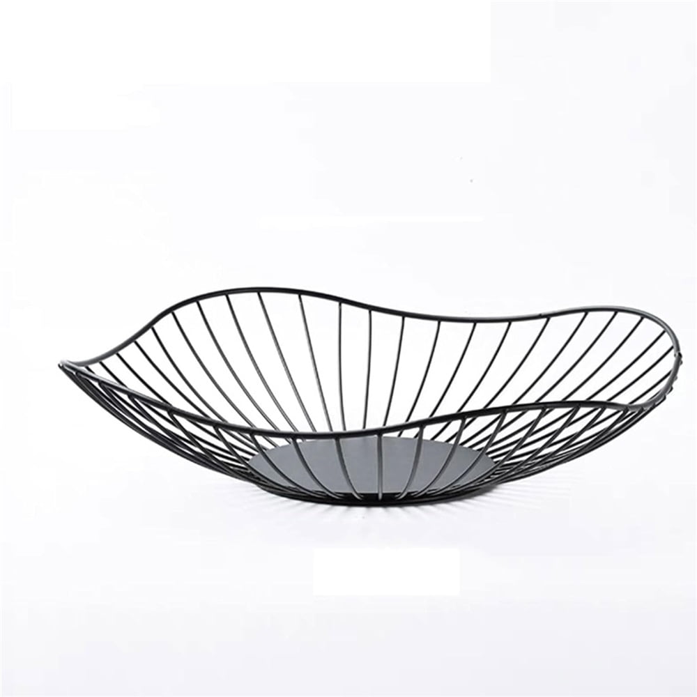 Iron Fruit Basket - Black Fruit Bowl for Kitchen Counter - Wire Storage Basket for Vegetable Snack Candy - Square Fruit Holder for Countertop - 10.7 Inches (Square)