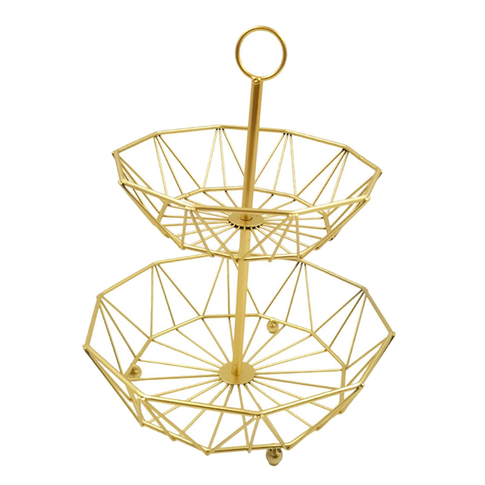 Iron Fruit Storage Basket Fruit Bowl Stand Holder Table Metal Wire Modern Countertop for Vegetables Snacks Home Kitchen Organizer gold