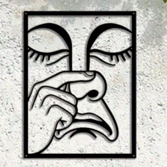 Iron Funny Nose-Picking Expression Wall Art Whimsical Style Wall Hanging Perfect Gift for Trendy Personality Home Decor