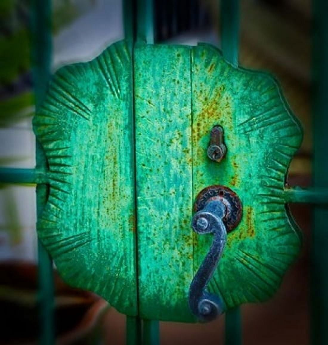 Iron Gate Door Handle in Road Town Tortola British Virgin Islands Canvas Art - Joe Restuccia III DanitaDelimont (30 x 32)