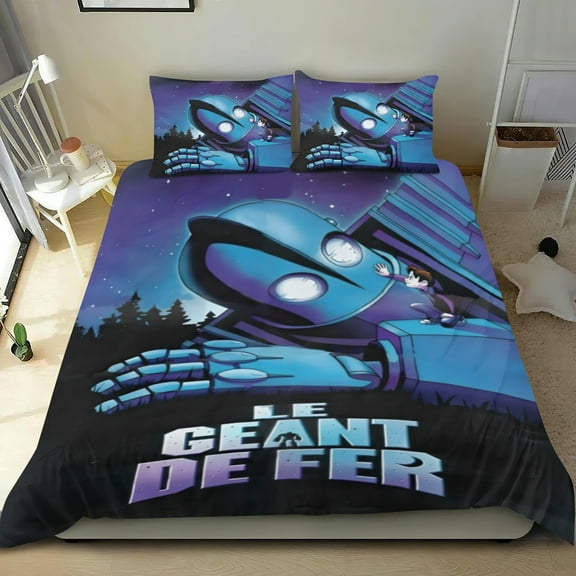 The Iron Giant Themed Bed Sheet Set Three Piece Set 53x79 In ches Comfortable And Skin Friendly Unique Design Creating A Star Studded Night Home Decor Gifts For Family Friends fans