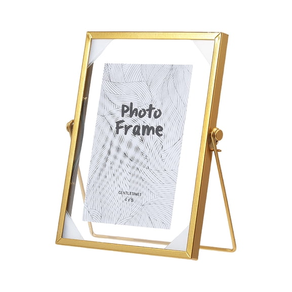 Iron & Glass Round Photo Frame for Home Office Desk Stand Rectangle 210x170x12mm for DIY