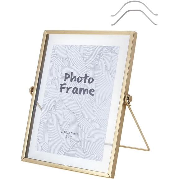 Iron Glass Round Photo Frame for Home Office Desk Stand Rectangle 226x176x11.5mm