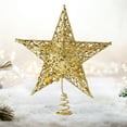 thumbnail image 1 of Iron Glitter Christmas Tree Topper - 12x10 Inch Pentagram Star for Holiday Tree Decor Gold, 1 of 6