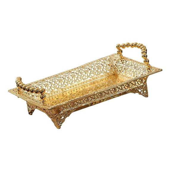 Iron Golden Fruit Tray,Counter Tray Serving Dishes Organizer,Hotel snack tray,Vanity Tray for Wedding Birthday Party Buffet Home Decor , 30x18cm