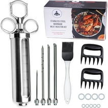 Iron Grillers Stainless Steel Meat Injector Syringe Kit for Smoking & Grilling Turkey, Brisket & BBQ