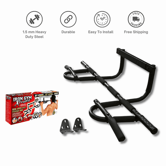 Iron Gym Extreme Pull-Up Bar with 300 lbs Capacity for Chin-Ups, Push-Ups, and Dips