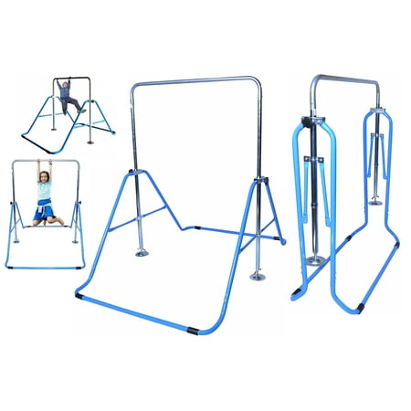 Iron Gym Jungle Gym Gymnastics Bar Expandable Kip Bar Height Adjustable Gymnastic Training Bar Playground Monkey Bars, Home Gym Horizontal Bar Junior Training Bar Indoor Foldable Balance Bar (Blue)
