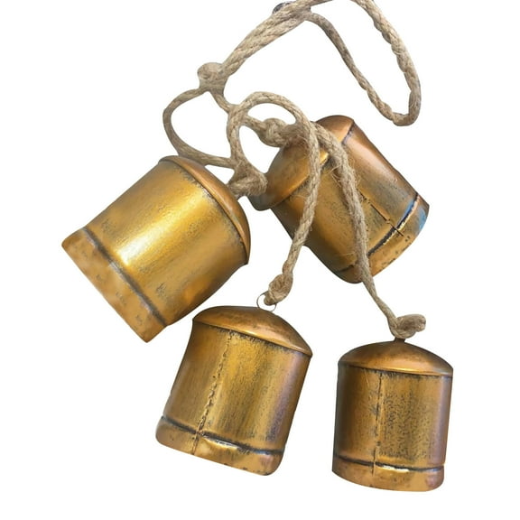Iron Hanging Cow Bells, Vintage Metal Cattle Bells, Christmas Indoor Outdoor Decoration, Durable Antique Style Hanging Door Wall Ornament for Home Courtyard Fireplace Party Gift
