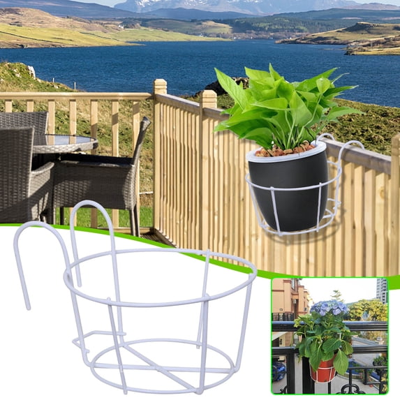 Iron Hanging Plant Stand for Flower Pots – Metal Balcony Garden Hanger Rack with Hook and Round Base for Indoor Outdoor Planters, Succulents, Wedding Decor