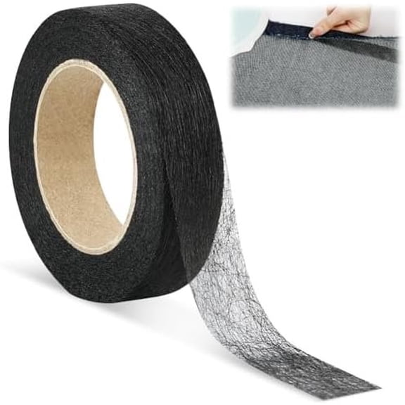 Iron  Hemming Tape, 4/5 Inch x 33 Yards No Sew Hemming Tape, Lightweight Fabric Adhesive Tape,  Witchery Tape Hem Tape for Curtain, Pants, Dresses, Clothes(Black)