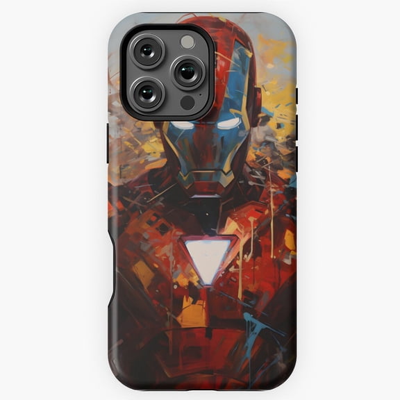 Iron Hero Painting Inspired Pattern Phone Case Compatible with iPhone 11-17 Pro Max