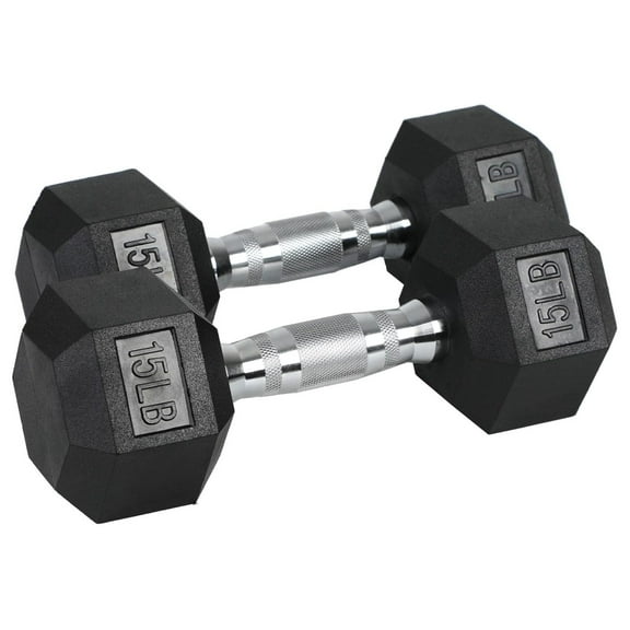 Iron Hexagonal Cast Exercise Dumbbell Free Weight with Contoured Textured Grip for Home Gym Exercise and Strength Training