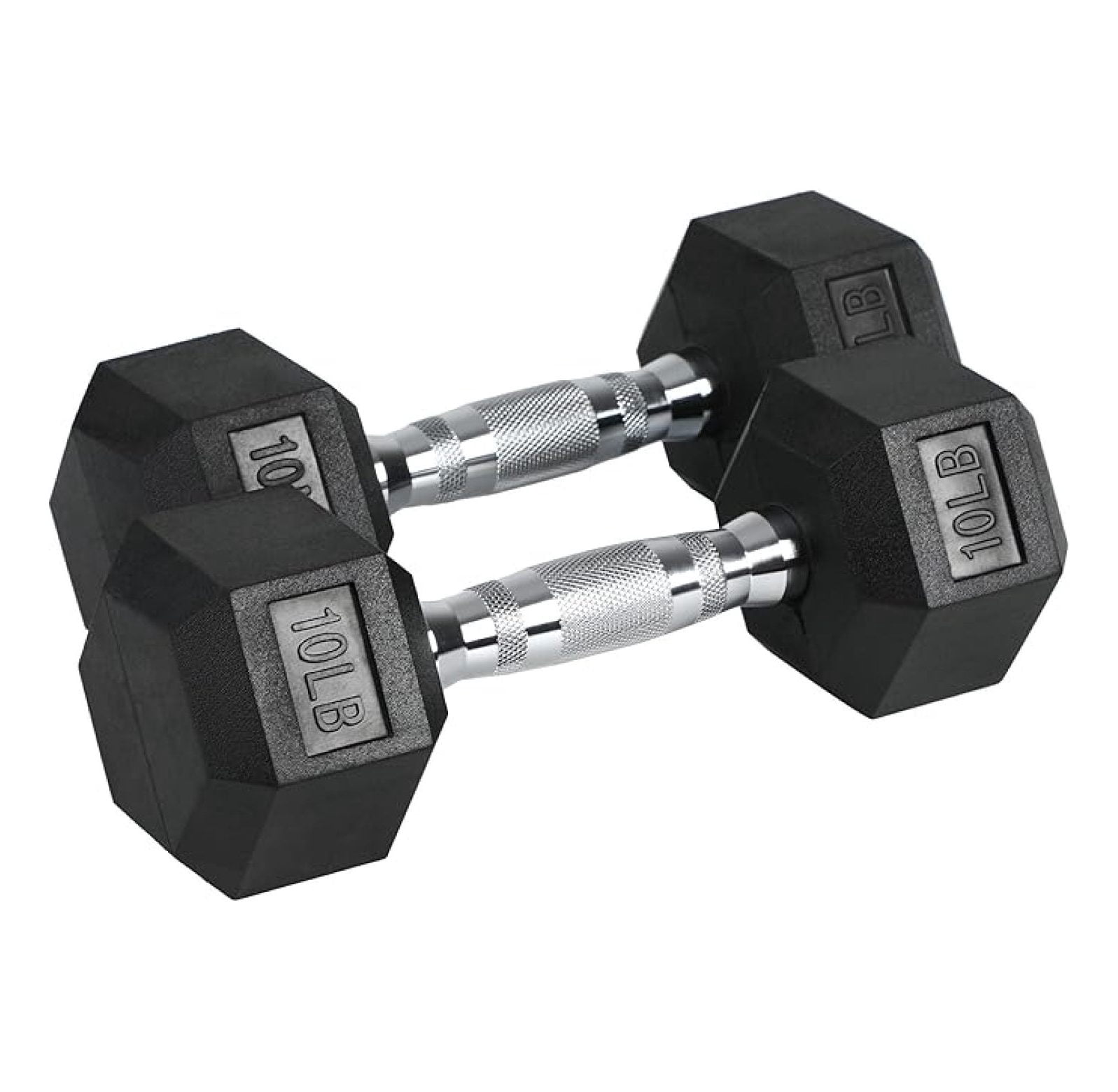 Iron Hexagonal Cast Exercise Dumbbell Free Weight with Contoured Textured Grip for Home Gym Exercise and Strength Training
