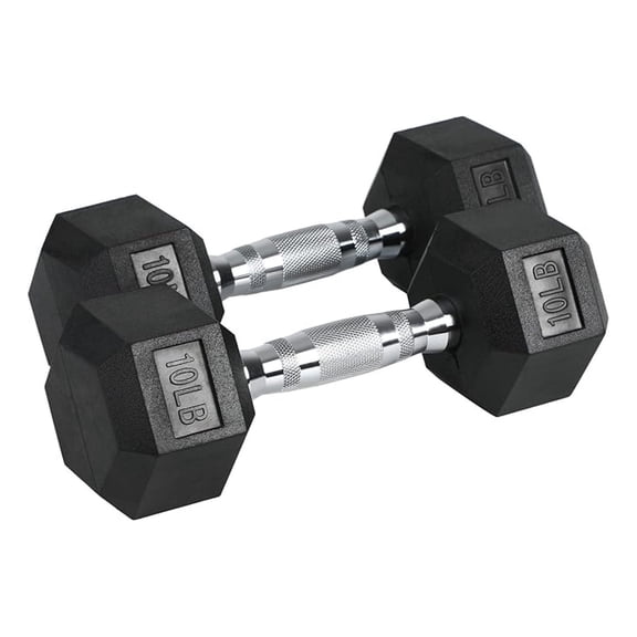Iron Hexagonal Cast Exercise Dumbbell Free Weight with Contoured Textured Grip for Home Gym Exercise and Strength Training