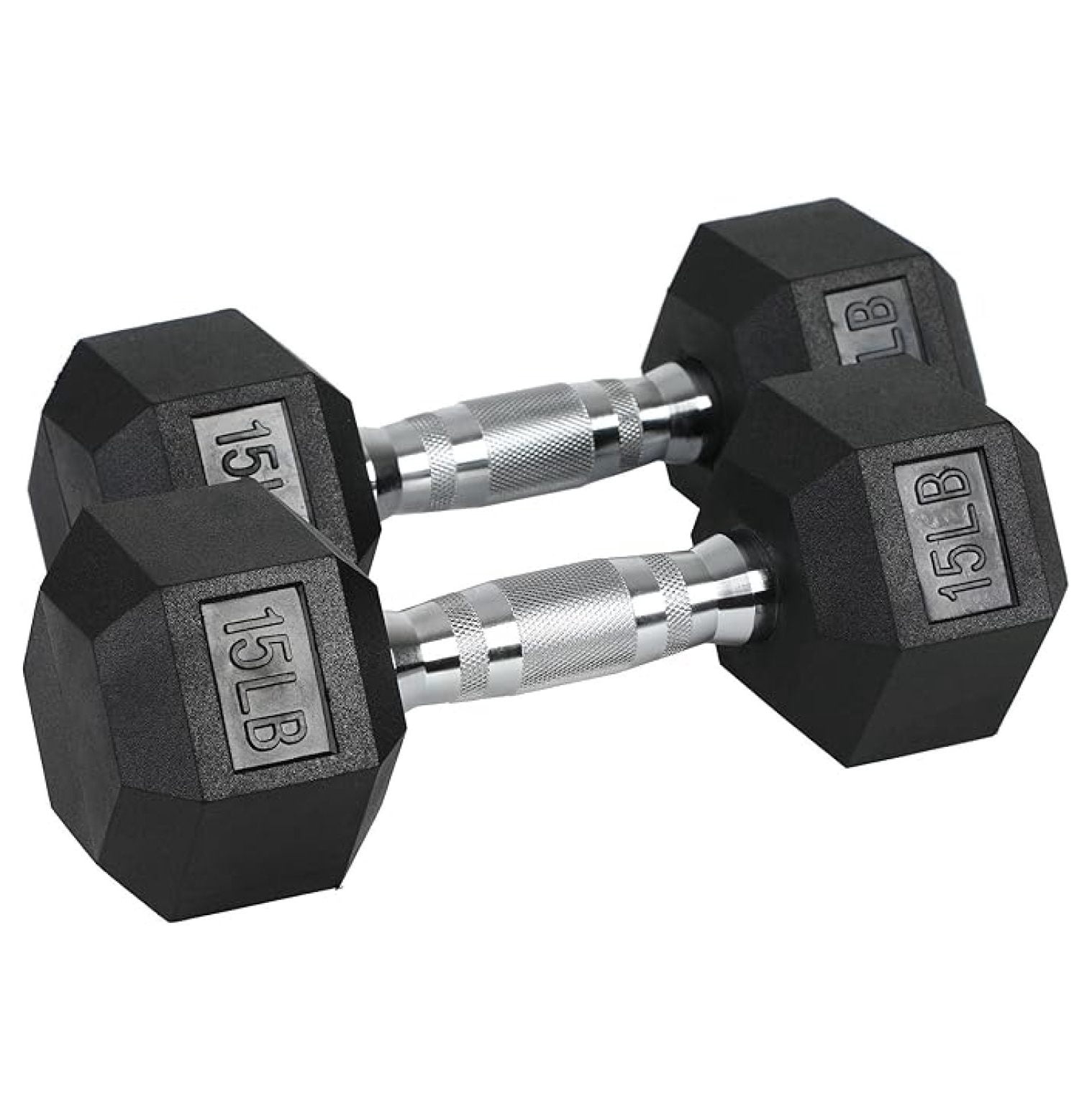 Iron Hexagonal Cast Exercise Dumbbell Free Weight with Contoured Textured Grip for Home Gym Exercise and Strength Training
