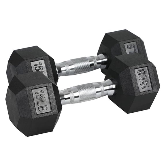 Iron Hexagonal Cast Exercise Dumbbell Free Weight with Contoured Textured Grip for Home Gym Exercise and Strength Training