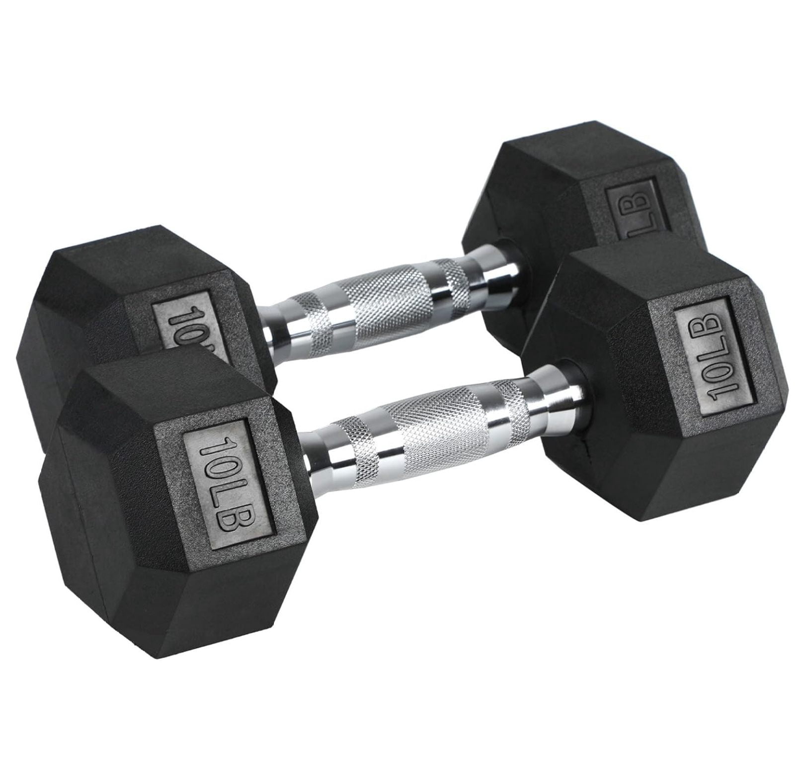 Iron Hexagonal Cast Exercise Dumbbell Free Weight with Contoured Textured Grip for Home Gym Exercise and Strength Training