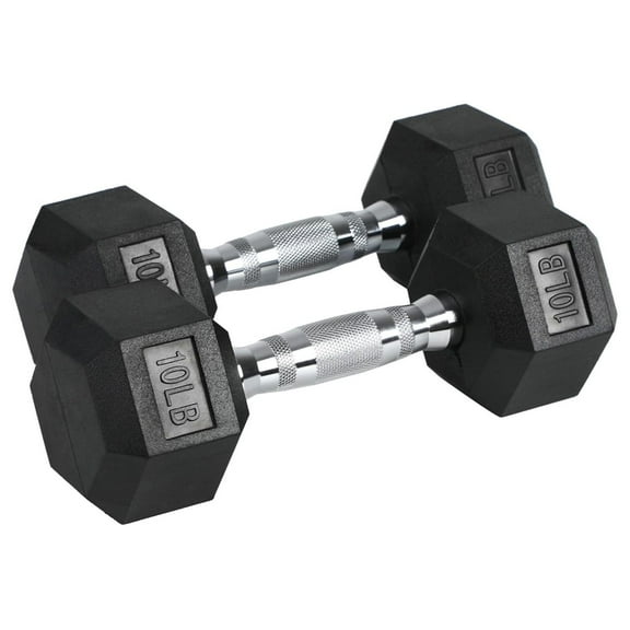 Iron Hexagonal Cast Exercise Dumbbell Free Weight with Contoured Textured Grip for Home Gym Exercise and Strength Training