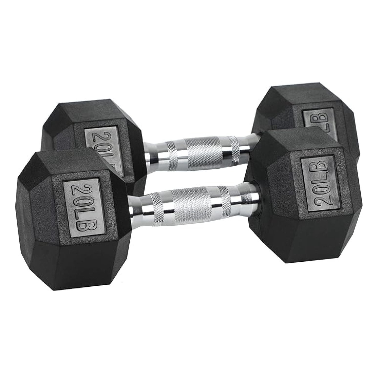 Iron Hexagonal Cast Exercise Dumbbell Free Weight with Contoured Textured Grip for Home Gym Exercise and Strength Training
