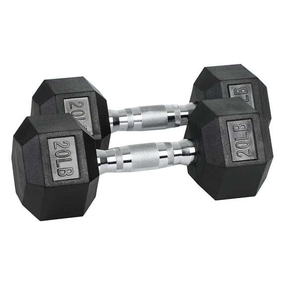 Iron Hexagonal Cast Exercise Dumbbell Free Weight with Contoured Textured Grip for Home Gym Exercise and Strength Training