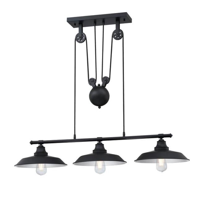Matte Black Industrial 3-Light Pulley Pendant