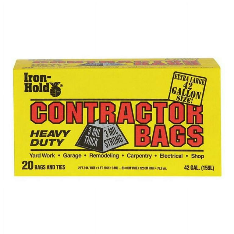 Iron Hold 618895 42 gal Contractor Trash Bags- 20 Count - pack of 4 