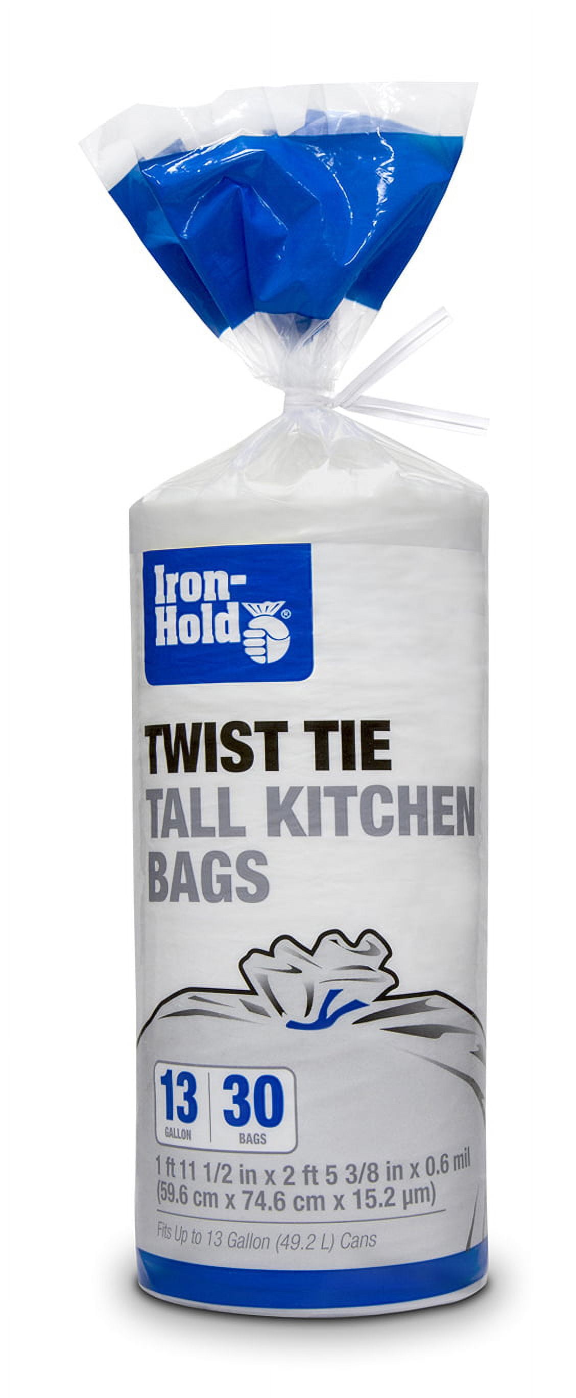 IRON HOLD 13 gallon Trash Recycling Garbage Bags Storage Twist Tie Clear  White