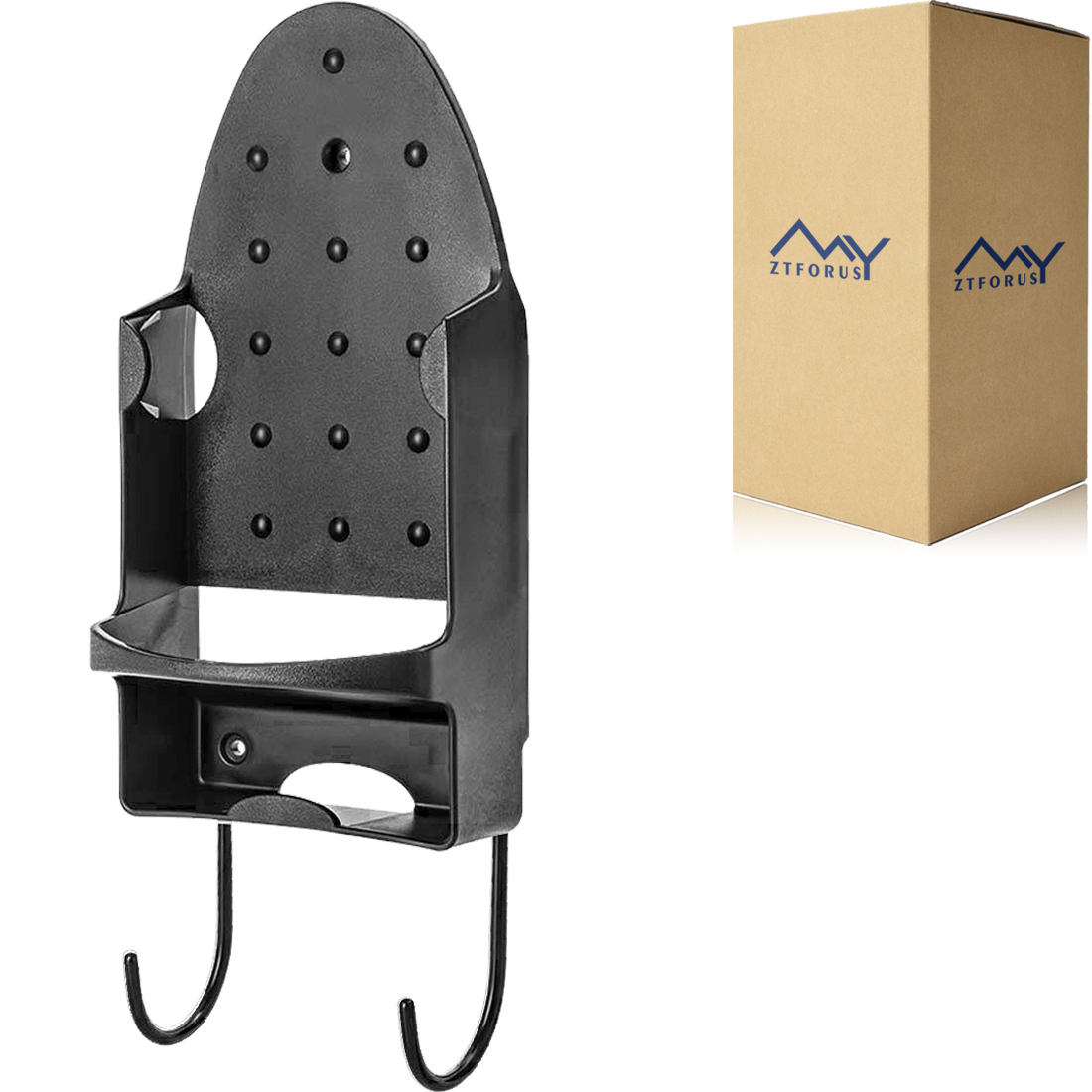 Iron Holder Wall Mount with Ironing Board Hanger, Heat Resistant Iron