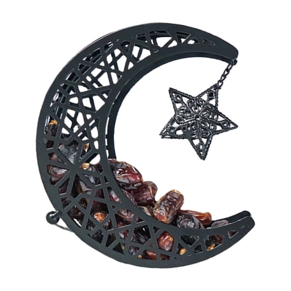 Iron Hollow Moon Shaped Tray for Eid Celebration Dessert and Pastries Serving Plate Small Snacks Storage Container