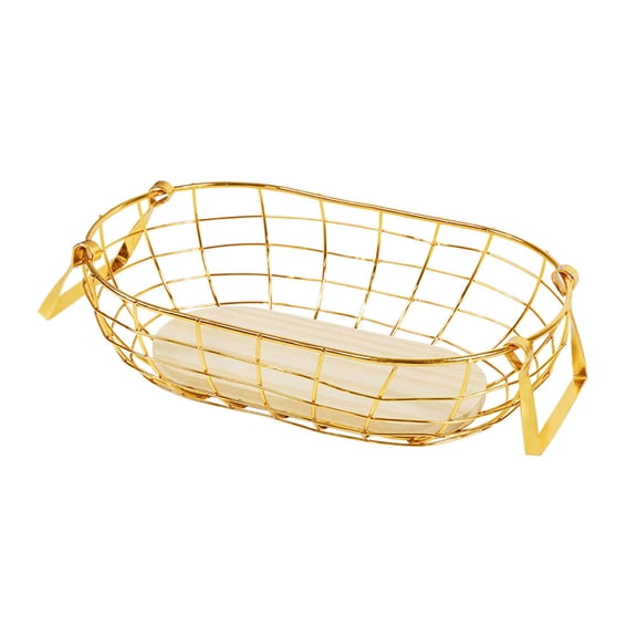 Iron Hollow-Out Desktop Storage Basket Metal Wire Mesh Basketry Desk Tray
