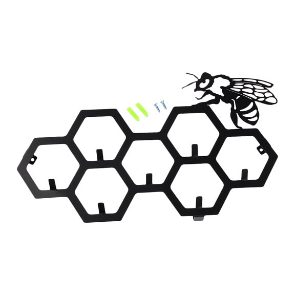 Iron Hook Hanger with Iron Screws & Plugs Bee & Beehive Black 292x404x1.5mm Hole: 5mm