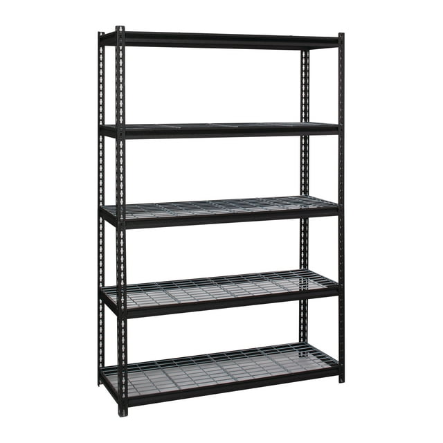 Iron Horse 2300 Riveted Wire Deck Shelving, 5-Shelf, 18Dx48Wx72H, Black