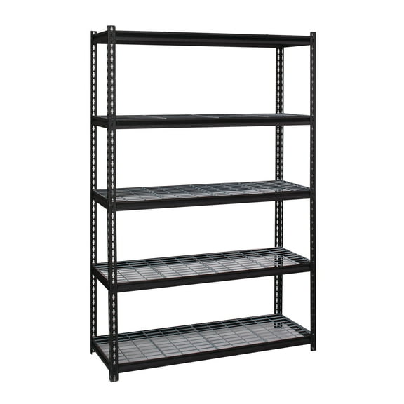 Iron Horse 2300 Riveted Wire Deck Shelving, 5-Shelf, 18Dx48Wx72H, Black