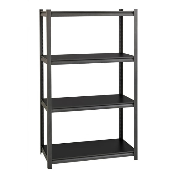 Hirsh 3200 Riveted Metal Shelving 4-Shelf Unit 18Dx36Wx60H Gunmetal Gray/Black