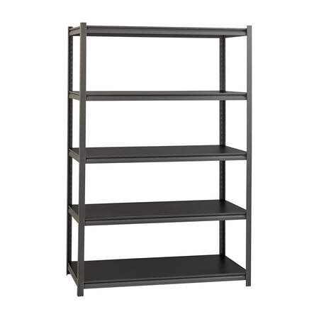 Space Solutions - 3200 Riveted Steel Shelving 5-Shelf Unit, 18D x 48W x 72H - Gunmetal Gray - Black