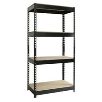 Iron Horse 3800 Riveted Steel Shelving, 4-Shelf, 16Dx30Wx60H, Black