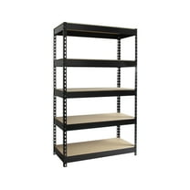 Iron Horse 3800 Riveted Steel Shelving 5-Shelf Unit, 16D x 36W x 60H, Black