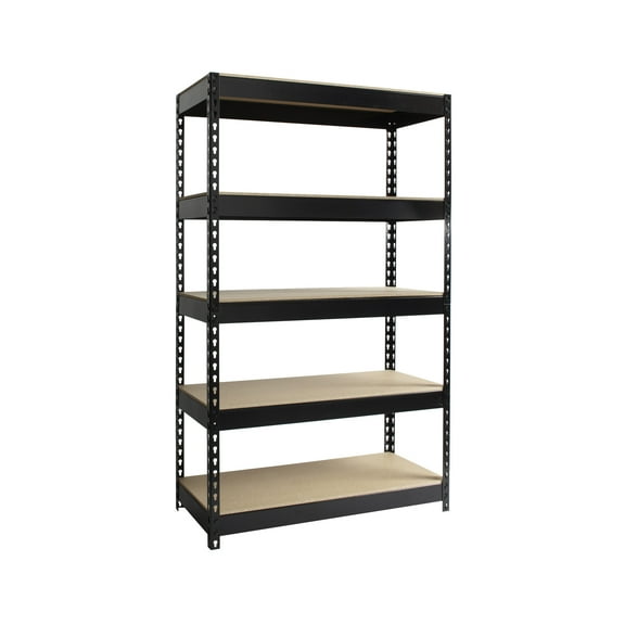 Iron Horse 3800 Riveted Steel Shelving 5-Shelf Unit, 16D x 36W x 60H, Black