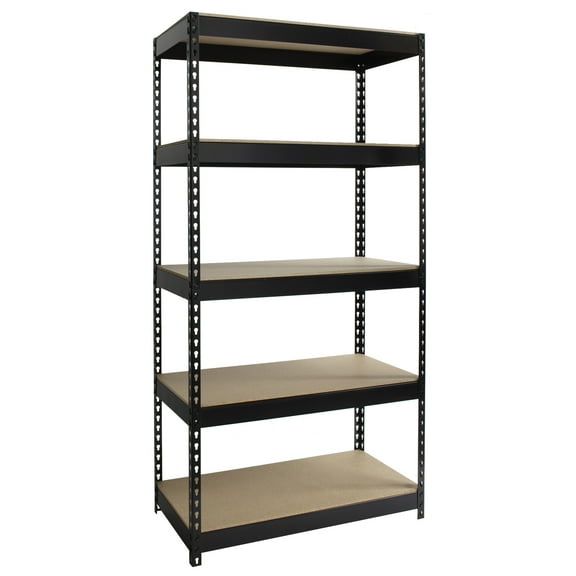 Iron Horse 3800 Riveted Steel Shelving 5-Shelf Unit, 18D x 36W x 72H, Black