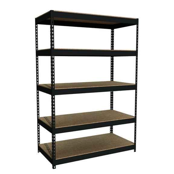 Iron Horse 3800 Riveted Steel Shelving 5-Shelf Unit, 24D x 48W x 72H, Black