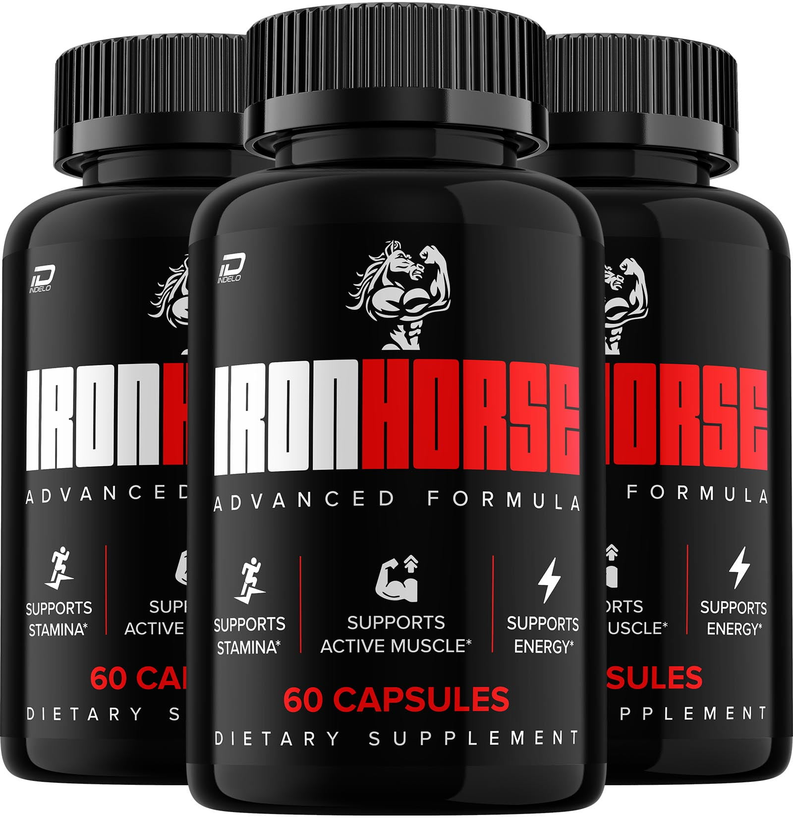 Iron Horse for Men Capsules – IronHorse Vitamin Complex Pills, Energy, 3 Pack, 180 Capsules