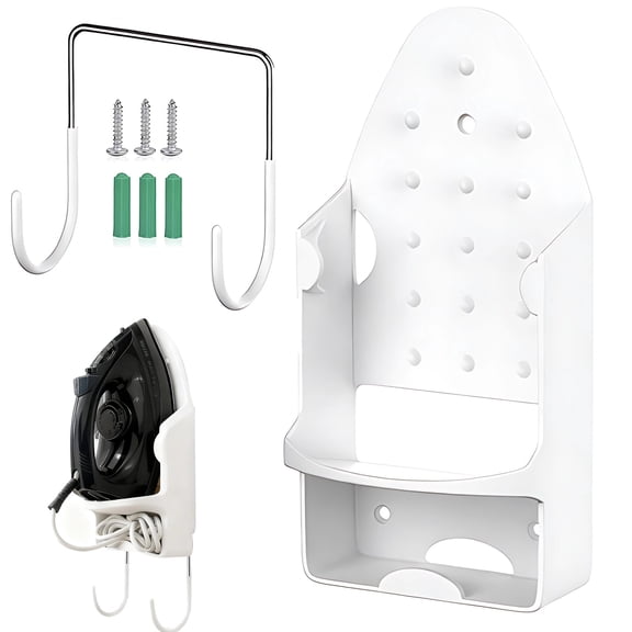 Iron and Ironing Board Holder Wall Mount, Space Saving Ironing Board Hanger for Laundry Rooms, Iron Board Rack, Easy Install, 5.71 x 15.35 x 4.33 in / 14.5 x 39 x 11 cm