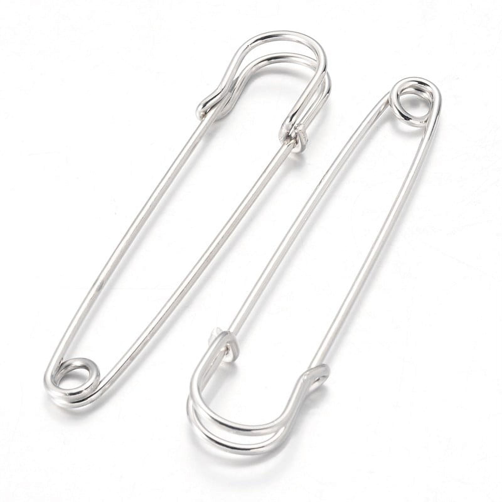 Iron Kilt Pins Safety Pins Pendants Basting Pins Platinum 100pcs 70x18x6mm Hole: 5-6mm