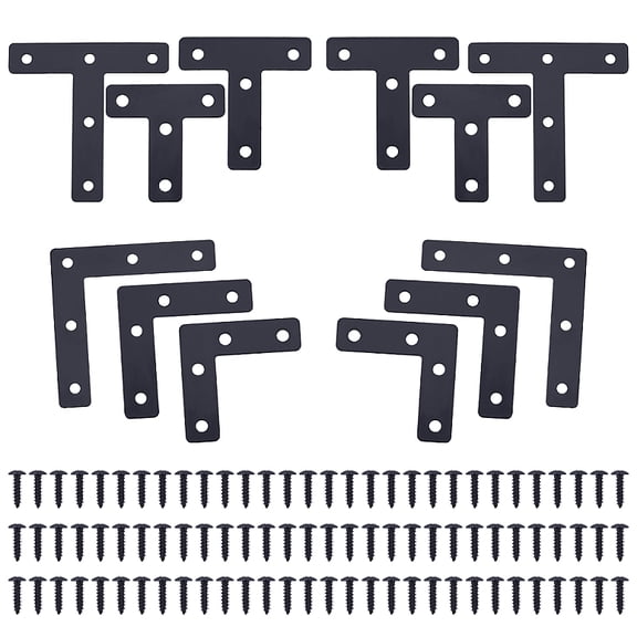 Iron L-shaped & T-shaped Bracket with Carbon Steel Screws Mixed Color 50x50x1mm Hole: 5mm