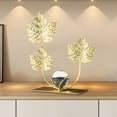 thumbnail image 1 of Iron Leaf Crystal Ball Decor,Decorative Metal Leaf Crystal Ball Ornament,Desk Leaf Sculpture for Living Room Office, 1 of 6