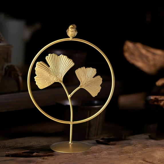 Iron Leaf Decor Metal Art Ornament for Living Room, Desk Top, Entryway Table Accents, Wine Cabinet Modern Home Decoration(Gold,C)