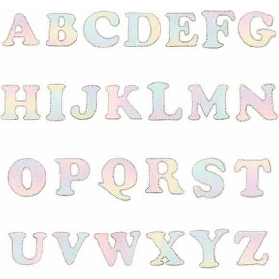 Iron On Letters Patchs for Clothing 1.97 Inch Varsity Letter Patch Glitter Chenille Letter Patches A-Z Iron On Repair Patches Applique with Rhinestone for Hats Bags Shoes Jackets Shirts DIY Making
